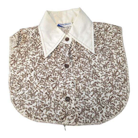 Vintage Ship'n Shore Dickie Collar & Wrist Cuffs Giraffes Flowers Brown & Cream - Picture 8 of 15